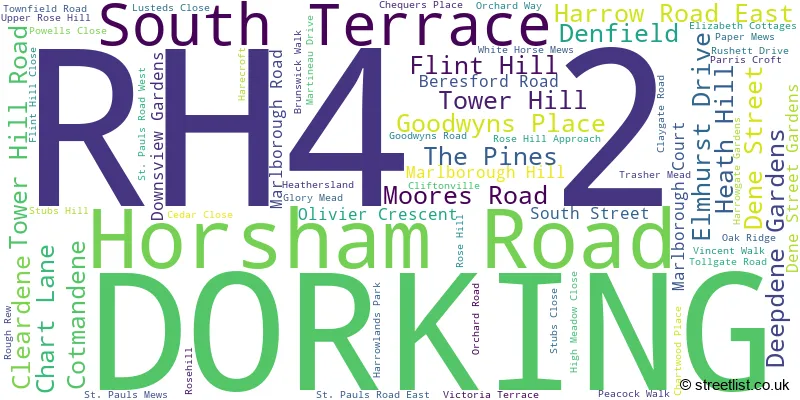 A word cloud for the RH4 2 postcode
